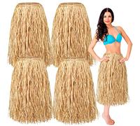 Giegxin Natural Raffia Grass Skirts Tropical Luau Hula Skirt for Adults Women Men Hawaiian Party Costume Beach, Fresh Style, One Size