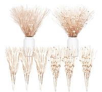 Giegxin Rose Gold Glitter Berry Picks for Christmas Tree 16 Pack 17 Inch Artificial Stems Christmas Ornaments Xmas Picks Branches for Vase Wreath Winter Holiday Party Wonderland Decoration