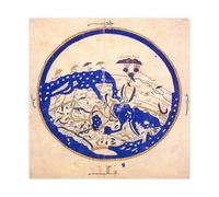 GIEIG Al-Idrisi World Map Tabula Rogeriana 12 Century Historic Cartography Poster for Room Aesthetics Canvas Wall Art Poster And Print Unframe 16x16inch(40x