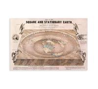 GIEIG Flat Earth Map 1893 Square And Stationary Earth Canvas Art Poster And Wall Art Picture Print Modern Family Bedroom Decor Unframe 12x18inch(30x45cm)