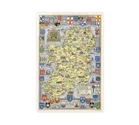 GIEIG Historical Map Of The History Of Ireland - Irish Map Poster Wall Art Canvas Bedroom Decor Office Room Kitchen Decor Gift Unframe 20x30inch(50x75cm)