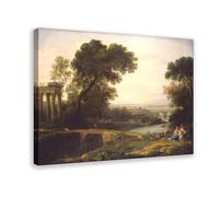 GIEIG Holy Family Rest On The Flight Into Egypt By Claude Lorrain Canvas Wall Art Print Poster For Home School Office Decor Frame 24x36inch(60x90cm)