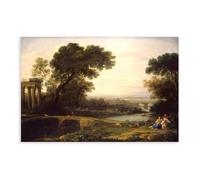 GIEIG Holy Family Rest On The Flight Into Egypt By Claude Lorrain Poster Wall Art Canvas Bedroom Decor Office Room Kitchen Decor Gift Unframe 16x24inch(40x6