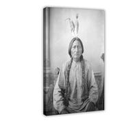 GIEIG Native American Indian Sitting Bull Portrait Canvas Art Poster And Wall Art Picture Print Modern Family Bedroom Decor Frame 12x18inch(30x45cm)