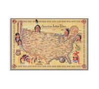 GIEIG Native American Tribes Map Canvas Posters Wall Art Bedroom Office Room Decor Gift Unframe 20x30inch(50x75cm)