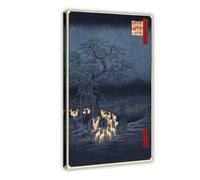 GIEIG New Year's Eve Foxfires At The Changing Tree Hiroshige Ukiyo-e Canvas Wall Art Print Poster For Home School Office Decor Frame 20x30inch(50x75cm)
