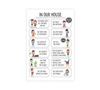 GIEIG Positive House Rules For Kids Family Canvas Posters Wall Art Bedroom Office Room Decor Gift Unframe 16x24inch
