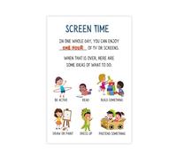 GIEIG Screen Time House Rules for Kids For Toddlers & Preschoolers Poster for Room Aesthetics Canvas Wall Art Poster And Print Unframe 12x18inch