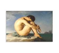 GIEIG Study Flandrin - Nude Male Seated Poster Wall Art Canvas Bedroom Decor Office Room Kitchen Decor Gift Unframe 16x24inch(40x60cm)
