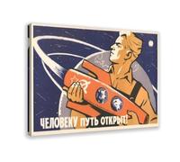 GIEIG The Way Is Open For A Human Being Soviet Union Propaganda Canvas Art Poster And Wall Art Picture Print Modern Family Bedroom Decor Frame 24x36inch(60x