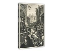 GIEIG William Hogarth Gin Lane Poster for Room Aesthetics Canvas Wall Art Print Frame 12x18inch(30x45cm)