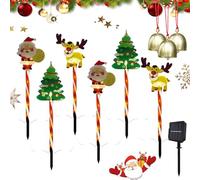 Gienslru 6-Pack of Moving Christmas Lights, Courtyard Tree Snowman Reindeer, LED Waterproof Solar Christmas Lights Outdoor Decorations, Solars & Battery Power, for Patio, Lawn & Pathway (B,Solar)