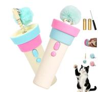 Gienslru Automatic Cat Teaser Launcher, Fuzzy Ball Interactive Cat's Toys for Indoor Cats, Electric Cat Wand Toy with Telescopic Rope for Kittens and Adult Cats (pink+blue, 1)