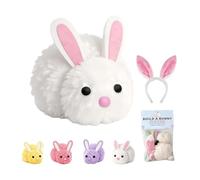 Gienslru Build a Bunny Easter Craft Kit for Kids, DIY Make Your Own Rabbit Decorations with Pom-Poms Felt Ears & Pipe Cleaners, Fun Spring School Activity & Classroom Party Favors Gifts (White)