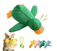 Gienslru Calming Duck Toy for Dogs, Pawlove Duck, Yellow Duck Dog Toy, Quacking Crinkle Duck Comfort Calming Toy for Dog Separation Anxiety Proper Relief, Perfect for Dogs (Green, Small)