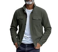 Gienslru Casual Jackets for Men UK Military Shacket Lightweight Corduroy Bomber Jacket Button Down Long Sleeve Tops Winter Coats Windbreaker Workwear Battle Fall Clothing with Multi Pockets