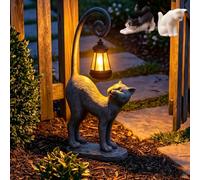 Gienslru Charming Cat Lantern Statue, Whisker Wonder Cat, Solar Light Cats, Cats Garden Figures for Outdoor Use with Solar Lantern, Solars Garden Statues, for Lawn Path Landscaping Front Door (1pc)