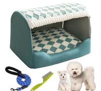 Gienslru Cozy Dog House, Indoor Dog Bed with Pillow, Foldable Warm Kennel for Medium and Large Size Dogs (XL, Green)