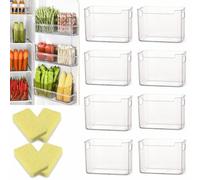 Gienslru Crystal Clear Freezer Storage Bins, Multi-Use Clear Pantry Organizer Bins, Acrylic Organizer Square Containers with Handle for Fridge, Cabinet, Kitchen, Closet, Freezer，8pcs*Clear：L