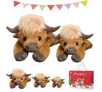 Gienslru Cute Cartoon Highland Cow Cuddly Toy, 35/45/55cm Weighted Highland Cow for Anxiety, Highlands Cows Stuffed Animals, Premium Ultra-Soft Plush Material, Machine Washable & Durable (35cm+55cm)