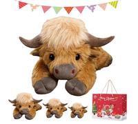 Gienslru Cute Cartoon Highland Cow Cuddly Toy, 35/45/55cm Weighted Highland Cow for Anxiety, Highlands Cows Stuffed Animals, Premium Ultra-Soft Plush Material, Machine Washable & Durable (35cm)