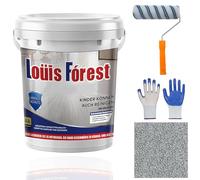 Gienslru Epoxy Colored Sand Floor Paint, Louis Forest Epoxy Fl-oor Pa-int, Epo-xy Floor Paint for Concrete, High Gloss Marble Effect Epo-xy Floors Coating, Garage Fl-oor Waterproof (Sesame Gray)