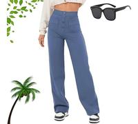 Gienslru Flexi Pants for Women, Flexipants Women, Flexi Pants, Flexi Pants Womens Casual High Waist Stretch Pants (UK, Alpha, M, Regular, Regular, Blue)