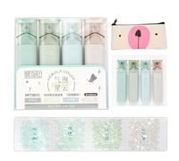 Gienslru Glitter Highlighters, Glitter Highlighter Pen, Glitter Highlighter Markers, 4 PCS Multifunctional Flash Pen for Sparkling Note Taking Diary, Smooth Writing (Green)