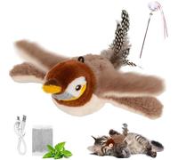 Gienslru Interactive Chirping Bird Cat Toy, Bird Cat Toy, Simulated Chirping Birds Cats Toys Wings, USB Rechargeable Motion Pet Entertainment Gadget, Plush Cats Toys for Pet (A)