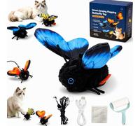 Gienslru Smart Sensing Flapping Butterfly Toy, Realistic Fluttering Butterfly Cat Toy, Interactive Catnip Kicker Exercise Toys, for Cats Solo Play, Motion Activated, Realistic Flutter (Blue)