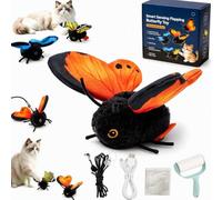 Gienslru Smart Sensing Flapping Butterfly Toy, Realistic Fluttering Butterfly Cat Toy, Interactive Catnip Kicker Exercise Toys, for Cats Solo Play, Motion Activated, Realistic Flutter (Orange)
