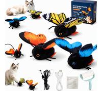 Gienslru Smart Sensing Flapping Butterfly Toy, Realistic Fluttering Butterfly Cat Toy, Interactive Catnip Kicker Exercise Toys, for Cats Solo Play, Motion Activated, Realistic Flutter B+C)