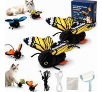Gienslru Smart Sensing Flapping Butterfly Toy, Realistic Fluttering Butterfly Cat Toy, Interactive Catnip Kicker Exercise Toys, for Cats Solo Play, Motion Activated, Realistic Flutter (2pcsYellow)