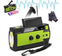 Gienslru Trailblazer Emergency Solar Powered Radio 2.0, Solar & Hand Crank Radio, Emergency Radio, 4000mAh Power Bank, Waterproof, AM/FM/Weather Band, Green