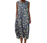 Gienslru UK Women’s Summer Dresses Boho Sleeveless Dress Ladies Casual Party Night Maxidress Flowy Beach Sundress with Pockets for Elderly People 2025