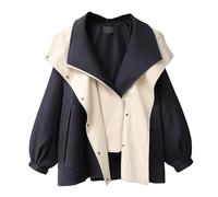 Gienslru UK Womens Jackets Windbreaker Raincoat Lightweight Waterproof Jacket Rain Coats Double Layer Trench Coat Casual Zipper Hooded Ladies Functional Raincoats with Pockets Outdoor Fall Clothing