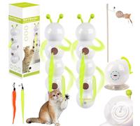 Gienslru Whirlie Cat Toy, Happy Luna Cat Toy, Smart Motion Cat Toys with Worm Design, Keep Them Busy, Happy, and Moving, Wall & Window Mounted Abs Plastic (2 Pcs)