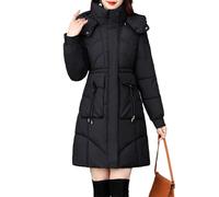Gienslru Winter Coats for Women UK Quilted Down Jackets Womens Parka Longline Fleece Shacket Thick Lined Zip Puffer Jackets Plus Size Trench Coat with Hood Warm Lightweight Windproof Casual Outwear