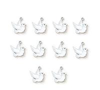 Gierzijia 10 Pieces Pigeon Charms for Necklace Bracelet Keychain, DIY Plated Enamel Cute Peace Dove Pendant for Craft Supplies Findings Making Accessories, 1.8x2.0cm/0.71x0.79inches, Zinc, zinc alloy