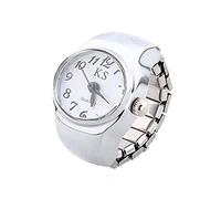 Gierzijia Fashion Finger Watch, Men Women Finger Ring Watch Creative Elastic Round Quartz Roman Numerals Watches, Make You Cool in The Crowd, White, One Size