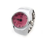 Gierzijia Fashion Finger Watch, Men Women Finger Ring Watch Creative Elastic Round Quartz Roman Numerals Watches, Make You Cool in The Crowd, Rose Red, One Size