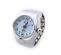 Gierzijia Fashion Finger Watch, Men Women Finger Ring Watch Creative Elastic Round Quartz Roman Numerals Watches, Make You Cool in The Crowd, Light Blue, One Size
