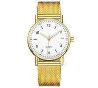 Gierzijia Women Ultra-Thin Luminous Wrist Watch, Simple Silicone Mesh Band Quartz Watch, Easy to Read, Gift for Mother, Wife and Friends, Gold-White, One Size