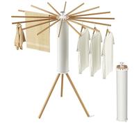 GIFALPXO Beige,16 rods, Portable Clothes Drying Rack - Foldable Space-Saving Design with 16 Waterproof Drying Rods, Indoor Outdoor Laundry Rack for Balcony Bedroom RV