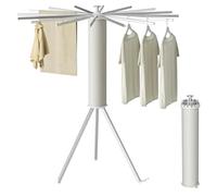 GIFALPXO Silver,16 rods, Portable Clothes Drying Rack - Foldable Space-Saving Design with 16 Waterproof Drying Rods, Indoor Outdoor Laundry Rack for Balcony Bedroom RV