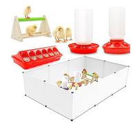 GIFANK Chick Brooder Box Starter Kit with Chick Perch,flip Top Poultry Feeder, 1l Chick Feeder and Waterer Kit, Baby Chick Starter Home Kit, Baby Chicken Supplies for Baby Chick, Duck and Quail