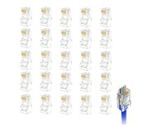 GifBasg 25 PCS RJ45 Connector Pass Through Cat6-25 Pack of Gold Plated Ethernet RJ45 Plugs for Cat6/Cat5/Cat5e UTP Solid & Stranded Network Cable, for Home and Office Networking Solutions