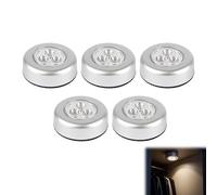 GifBasg 5 Pack Stick-On Push Lights - Wireless Battery-Powered LED Night Lights with Touch Activation and Self-Adhesive Backing, Touch Light, for Closets, Cabinets, RVs, and Emergency Lighting