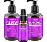 GIFBEA Hair Growth Shampoo and Conditioner Set with Rosemary Oil Serum, Biotin, Argan, Castor, Coconut, Keratin, Rice Water - Hair Loss Treatment, Thickening for Women and Men