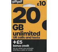 Giffgaff SIM Card. 80 GB Data, Unlimited Minutes and Texts. Topup Lasts 30 Days